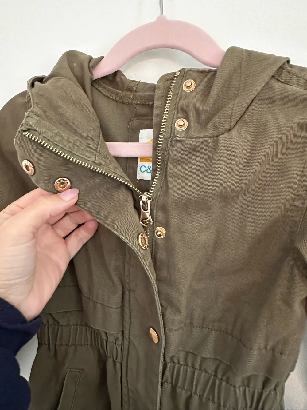 C&C California Girls Olive Green Hooded Anorak Utility Jacket size 4T